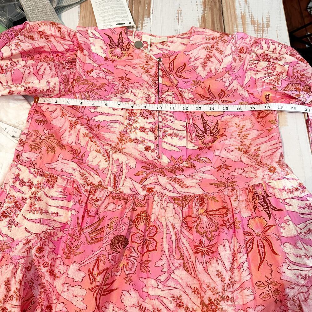Ulla Johnson Leiko Ruffled Tiered Floral Print Poplin Mini Dress Camellia Size 0 - Picture 10 of 11